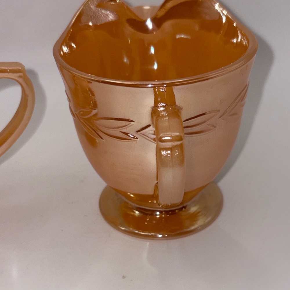 🍑 Vintage Fire King Peach Luster Cream & Sugar Set 🍑 - Picture 9 of 12